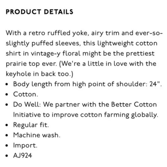 MADEWELL orange floral ruffle-yoke prairie top, Small. - Picture 11 of 11